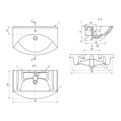 Мебельный умывальник Dreja LAGUNA 75 см, белая керамика