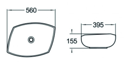 Раковина SantiLine 56 SL-1027 Белая Накладная Прямоугольная