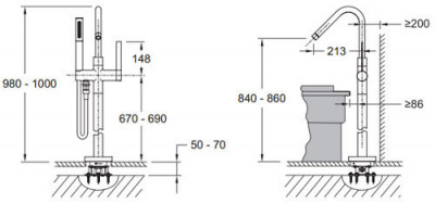 JACOB DELAFON Stillness E994-CP (E97344-CP) смеситель для ванны с душем, напольный, хром