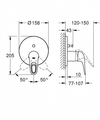 Внешняя часть смесителя для ванны GROHE Eurostyle 2015 Solid, белая луна (24049LS3)