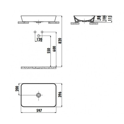 Раковина-чаша Creavit Ultra 60 UL060-00CM00E-0000 капучино матовая прямоугольная