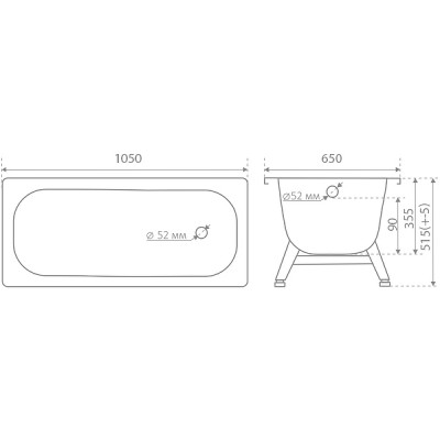 Ванна стальная ВИЗ Antica A-10901 105х65 прямоугольная