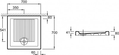 Душевой поддон, квадратный, 70 x 70 см, слив 60 мм JACOB DELAFON KYREO (EN100-00)