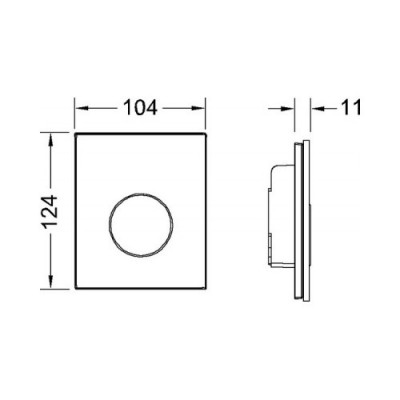 TECE TECEloop Urinal, панель смыва для писсуара стеклянная. Стекло черное, клавиша черная. 9242657