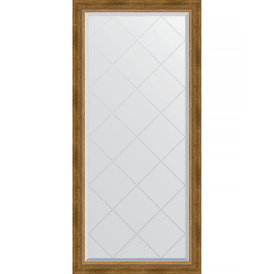 Зеркало настенное Evoform ExclusiveG 135х73 BY 4262 с гравировкой в багетной раме Состаренная бронза с плетением 70 мм