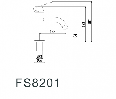 Смеситель Fmark FS8201H для умывальника нерж сталь черный рычажный