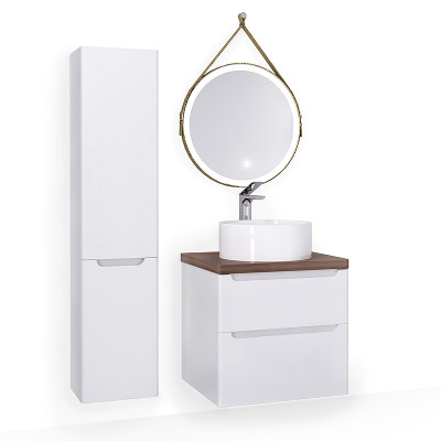 Зеркало в ванную Jorno Wood 50 Wood.02.50/ТК с подсветкой с бесконтактным выключателем округлое