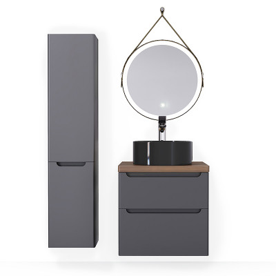 Зеркало в ванную Jorno Wood 50 Wood.02.50/ТК с подсветкой с бесконтактным выключателем округлое