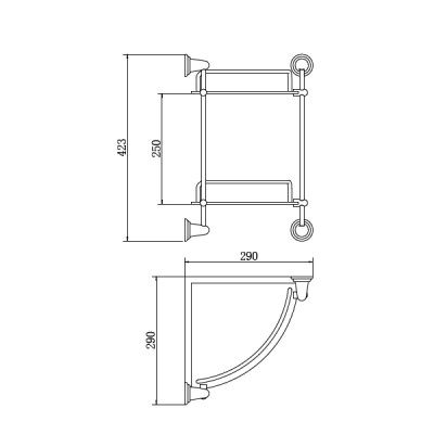 Полка стеклянная угловая FASHUN A1507-2, хром