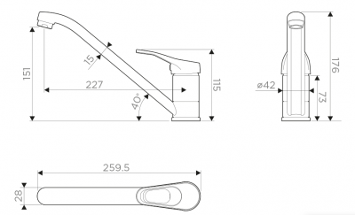 Смеситель для кухни OMOIKIRI KADO-GR 4994172, ленинградский серый/хром