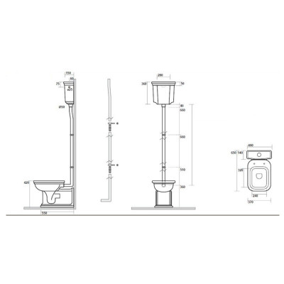 Kerasan Waldorf 418001bi бачок для унитаза под высокую трубу, белый