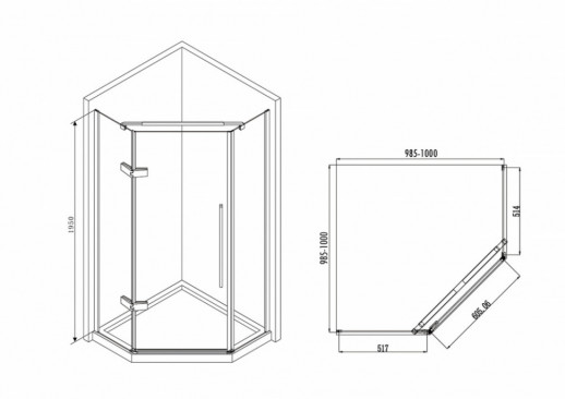 Душевой уголок ABBER Ewiges Wasser AG05100, 100х100 см