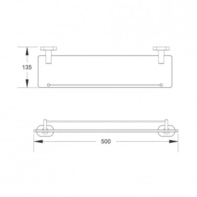 Полка стеклянная Shevanik SG5119T, оружейная сталь
