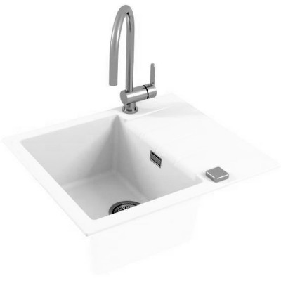 Мойка для кухни Alveus Granital Cadit 10 Arctic G11 590x500 1132017 белая ис-ный гранит прямоугольная