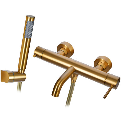 Смеситель для ванны Raiber Graceful RPG-003 золото матовое с душевым гарнитуром