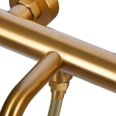 Смеситель для ванны Raiber Graceful RPG-003 золото матовое с душевым гарнитуром