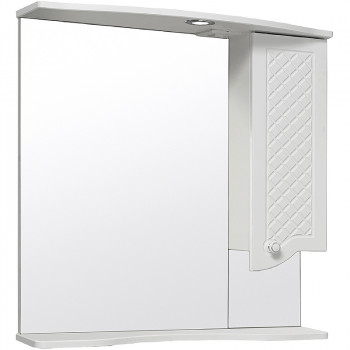 Зеркало со шкафчиком Runo Милано 75 R УТ000002098 с подсветкой белое прямоугольное
