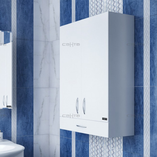 Шкаф для ванной комнаты навесной СаНта ПШ Стандарт 60х90 с 1 ящиком, белый