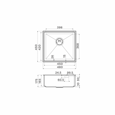 Мойка Omoikiri прямоугольная 480х450 мм Kasen 48-26 INT LG нерж.сталь, светлое золото (4997057)