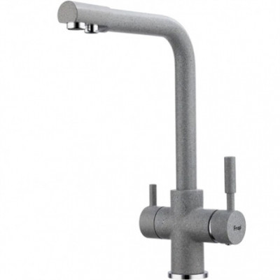 Смеситель Frap для кухни с краном питьевой воды однорычажный поворотный серый (F4352-22)