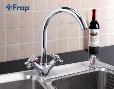 Смеситель Frap для кухни двухвентильный поворотный хром (F4025)