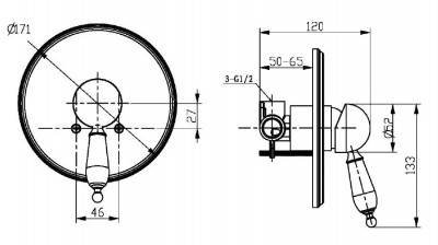 Boheme Tradizionale Oro 285 смеситель для душа встраиваемый, золото