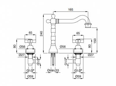 MIGLIORE Princeton 19380 смеситель для раковины на три отверстия, золото