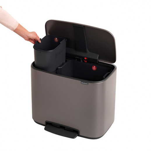 Brabantia Bo 121203 мусорный бак с педалью (11 л + 23 л), платиновый