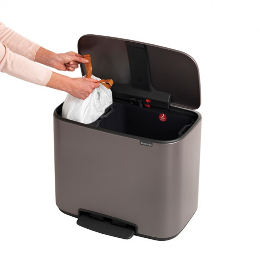 Brabantia Bo 121203 мусорный бак с педалью (11 л + 23 л), платиновый