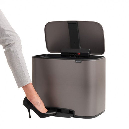 Brabantia Bo 121203 мусорный бак с педалью (11 л + 23 л), платиновый