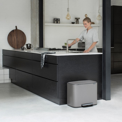 Brabantia Bo 121203 мусорный бак с педалью (11 л + 23 л), платиновый