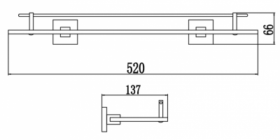 Полка в ванную прямая (стеклянная) 60 см Savol S-06591A латунь хром