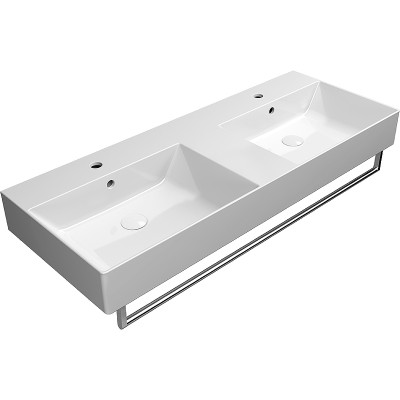 Раковина подвесная GSI Kube X 120 9425111 двойная белая прямоугольная