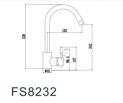 Смеситель Fmark FS8232H для мойки нерж сталь черный рычажный