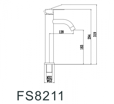 Смеситель Fmark FS8211H для умывальника нерж сталь черный рычажный