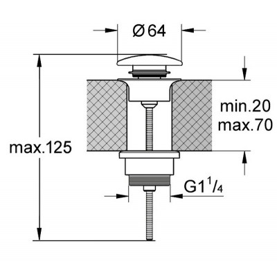 Донный клапан Kerasan Nolita 923359 click-clack Grigio matt для раковины