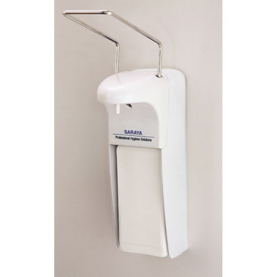 Локтевой дозатор 1л для жидкого мыла и антисептика Saraya MDS-1000PW, белый, пластик (77903)