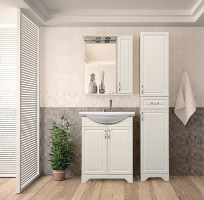 Тумба Style Line Олеандр-2 65 Люкс (ЛС-00000199) с раковиной, рельеф пастель