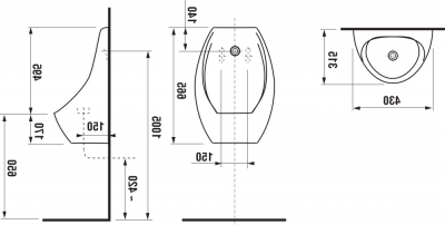 Писсуар Jika Domino с сенсорным управлением 4110.1.000.487.1
