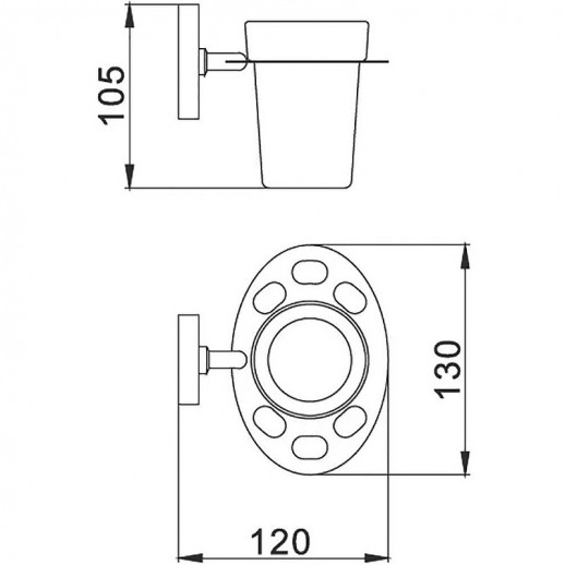 Стакан для зубных щеток Haiba HB1906 настенный (металл стекло) хром