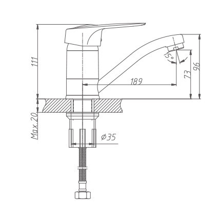 Смеситель для кухни Haiba HB4504-2 (латунь) хром