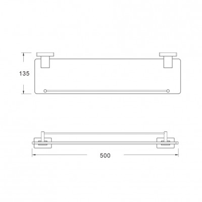 Полка стеклянная Shevanik SG5619, хром