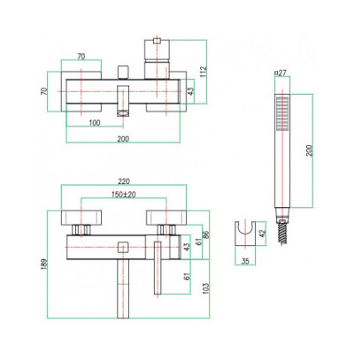 Fiore XS 71CR7750 смеситель для ванны с душем, хром