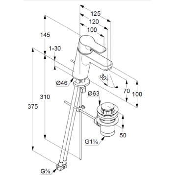 Смеситель для раковины KLUDI Pure & Easy хром 373820565