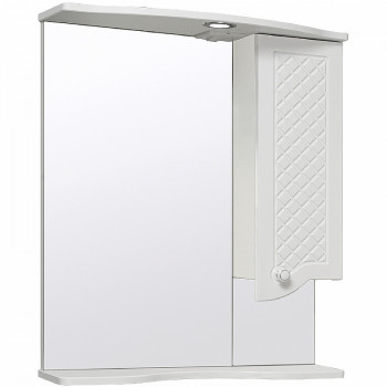 Зеркало со шкафчиком Runo Милано 65 R УТ000002097 с подсветкой белое прямоугольное