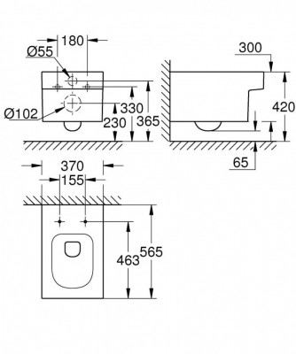 Унитаз подвесной безободковый GROHE Cube Ceramic (3924500H)