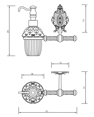 MIGLIORE Elisabetta 16994 дозатор для жидкого мыла с держателем,  бронза/белый