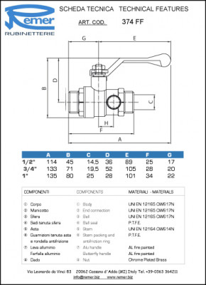 Кран шаровой c краном Маевского RR 374 FF 3/4" (г-г) REMER (374FF34)