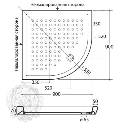 Керамический душевой поддон Migliore 90x90 ML.PDA-28.400.BI белый четверть круга