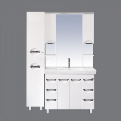 Зеркальный шкаф для ванной Misty София 100 подсветка белая эмаль 114х114 (П-Соф02100-011Св)